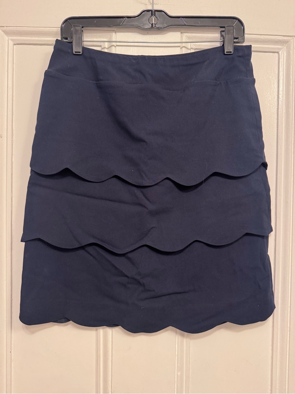 J. McLaughlin Navy Scalloped Tiered Skirt